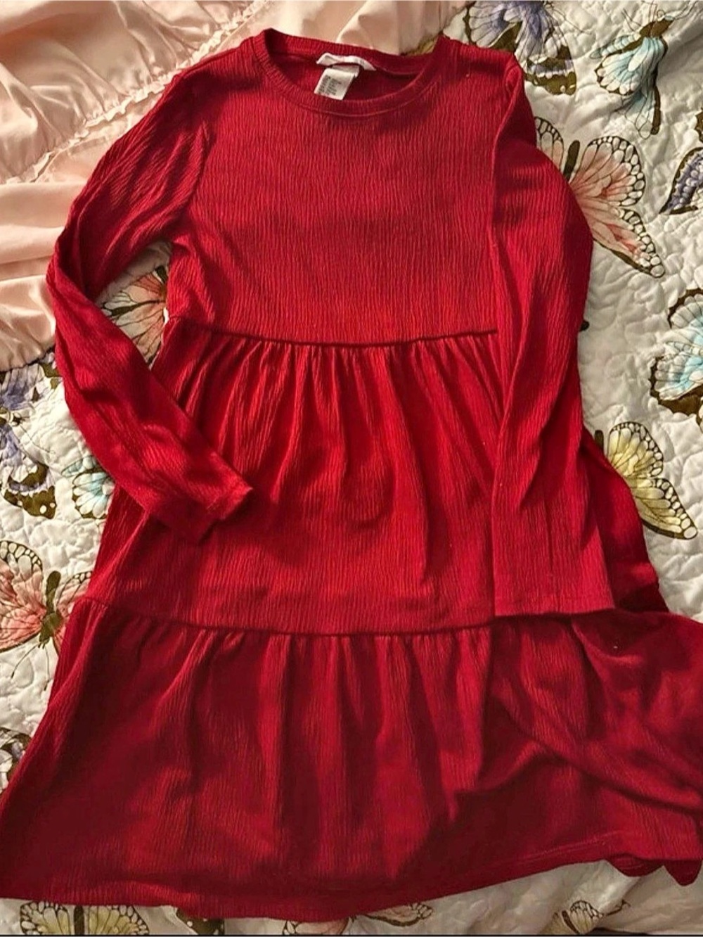 H&M Long Sleeve Red Dress Girls 6x/7